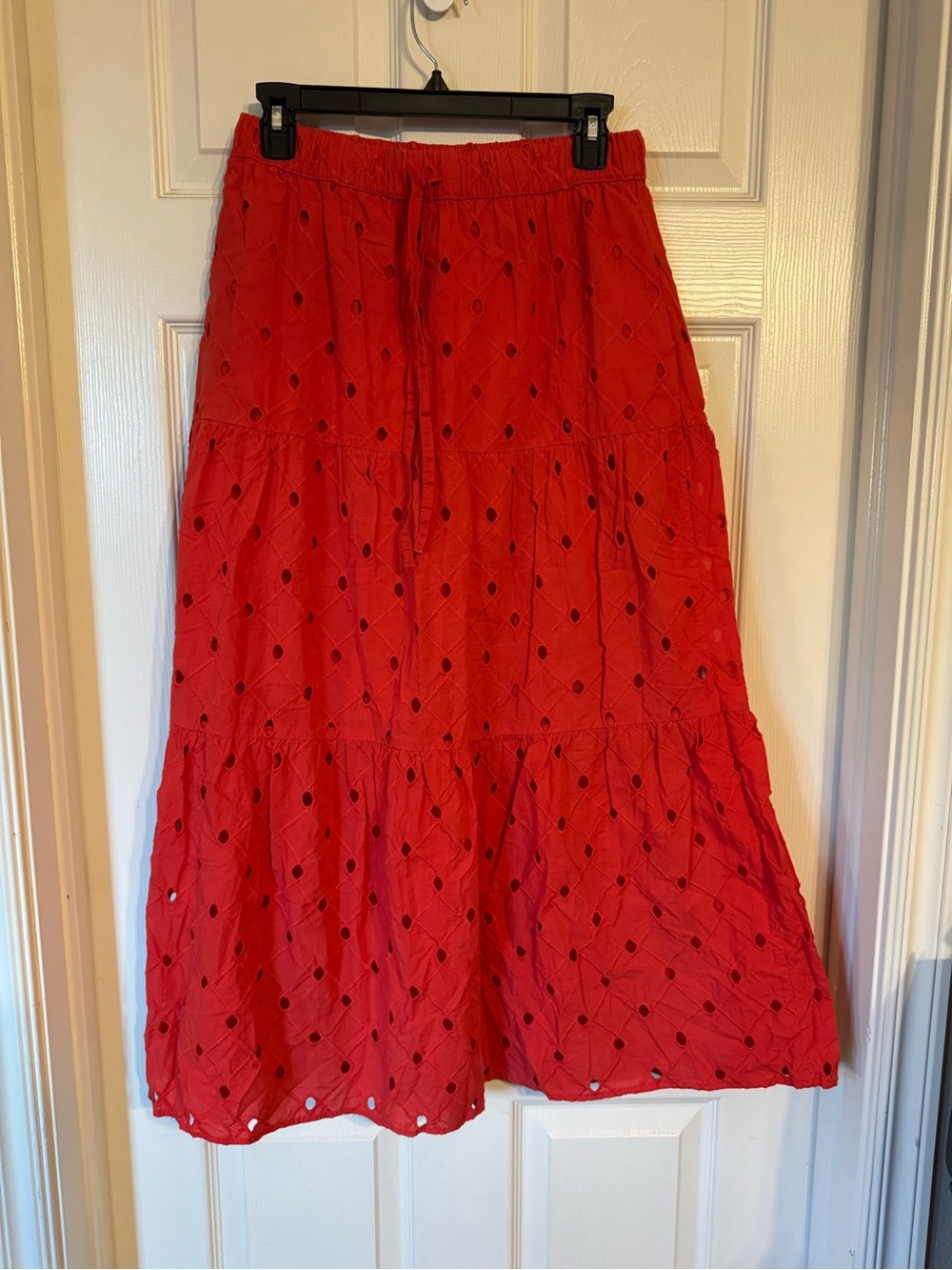 a new day Red Eyelet Tiered Maxi Skirt